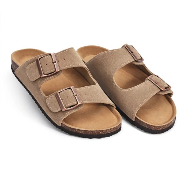 KIDMI New Women's Cork Footbed Sandal Women's Flat Sandals With Adjustable Straps Summer Comfort Slides Vacation and Daily Wear