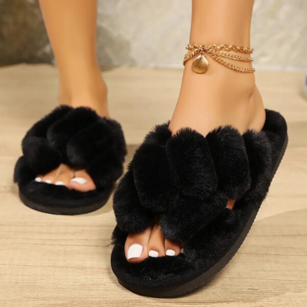 Popular Cross Furry Slippers Female