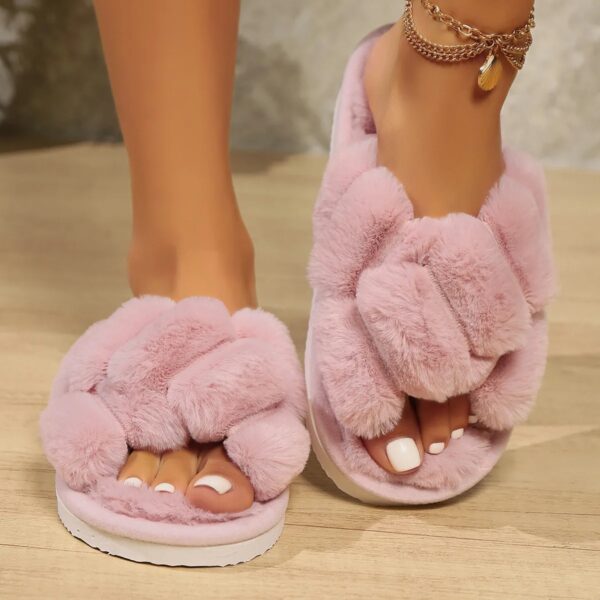 Popular Cross Furry Slippers Female - Image 5